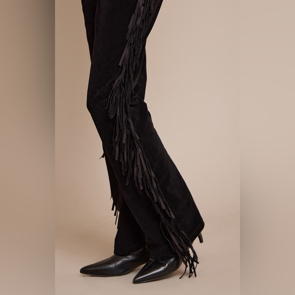 PrettyLittleThing Black Faux Suede Fringe Pants - Picture 3 of 3